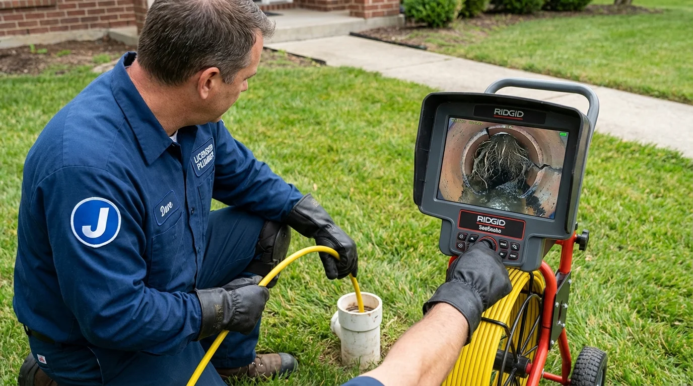 Sewer camera inspection being performed by Johns Plumbing LLC in Gerber