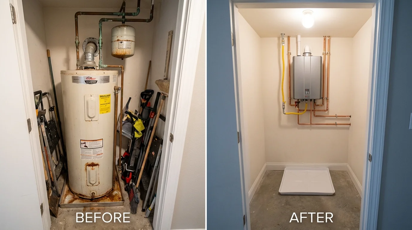 Tank water heater versus wall-mounted tankless unit comparison for Gerber, CA homeowners
